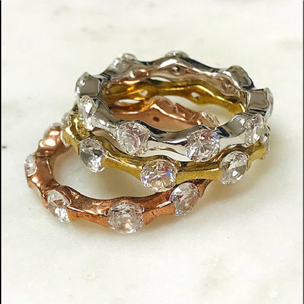 Tri-Colored Eternity Cubic Zirconia Stackables-size 7 only